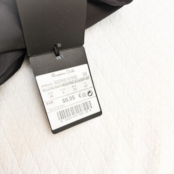 Massimo Dutti Black Rouched Front Pencil Skirt Size 4 NWT - Picture 4 of 5